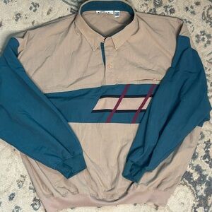 Bigal Exquisites vintage 90s cream and blue windbreaker jacket